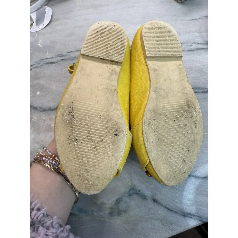 Janie And Jack Pretty In Plaid Yellow Tortoise Shell Maryjane Shoes Sz 7 Toddler